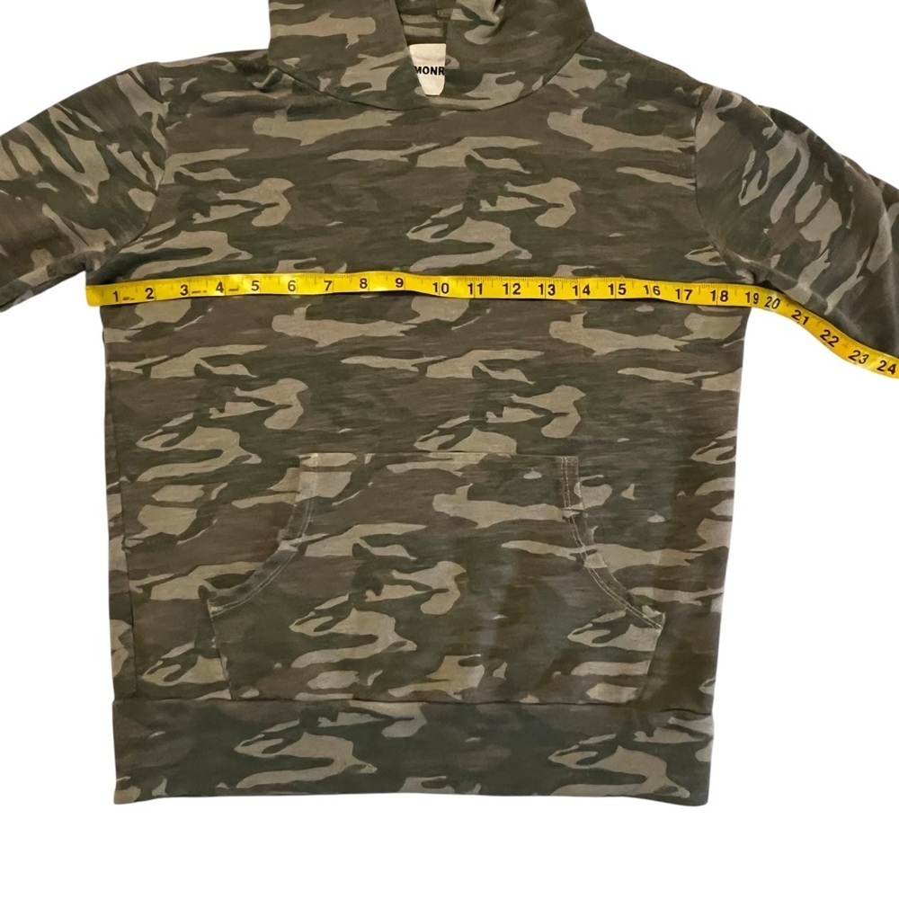 Monrow Pullover Hooded Sweatshirt Top Green Camo XS Lounge soft cozy athleisure - Picture 8 of 11